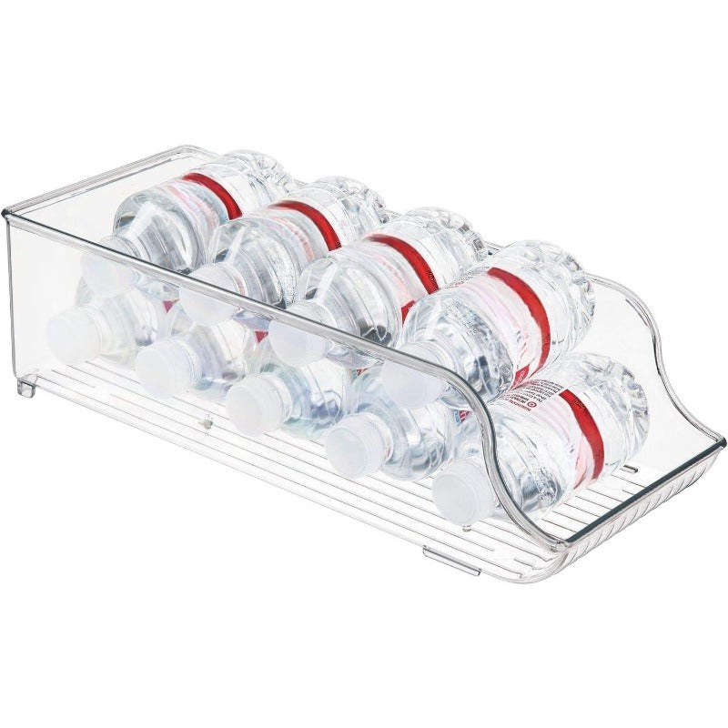 Plastic Water Bottle & Beverage Rack for Refrigerator Storage