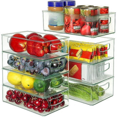 Clear Stackable Plastic Food Storage Containers with Handles for Pantry