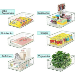 Clear Stackable Plastic Food Storage Containers with Handles for Pantry