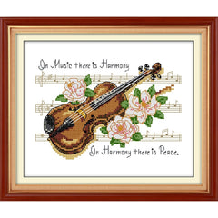 Cross Stitch Kit Violin Music Pattern 14CT Counted DIY