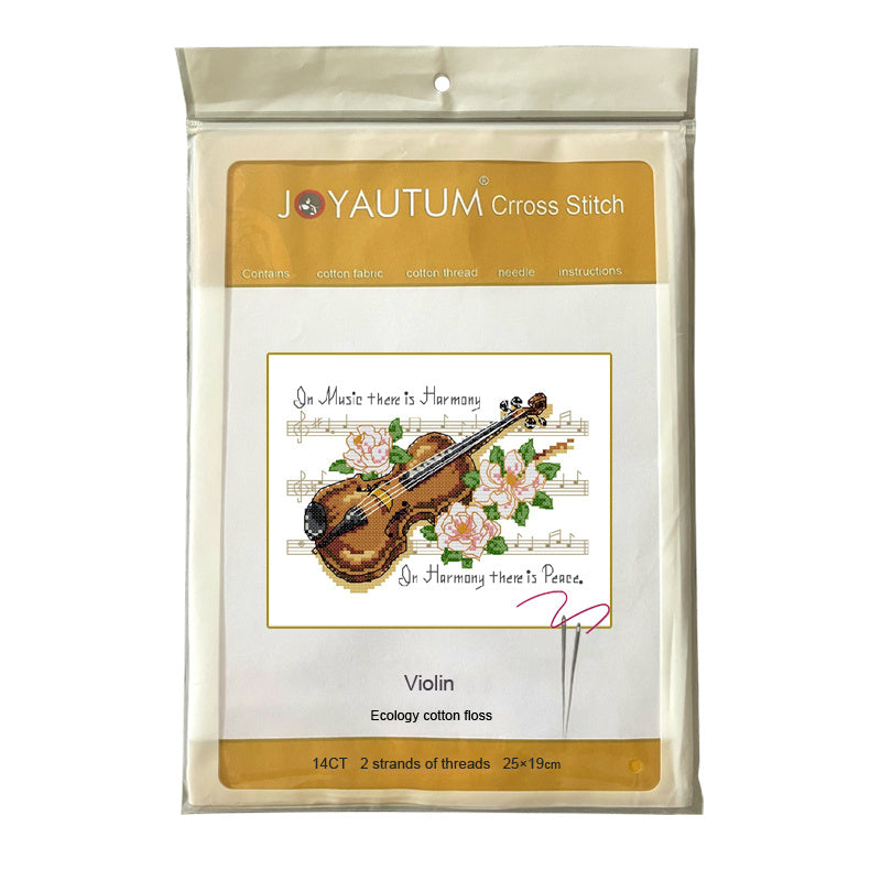 Cross Stitch Kit Violin Music Pattern 14CT Counted DIY