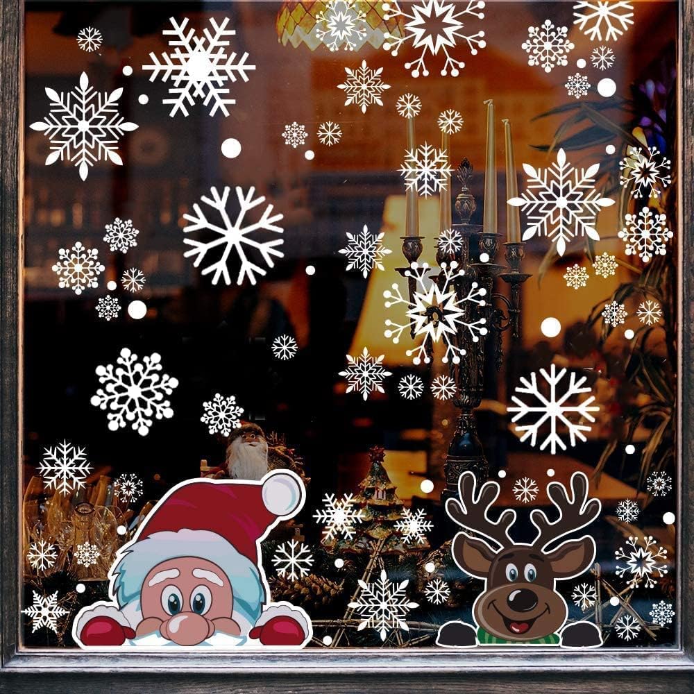 4pcs Christmas Snowflake Window Cling Stickers Xmas Decals