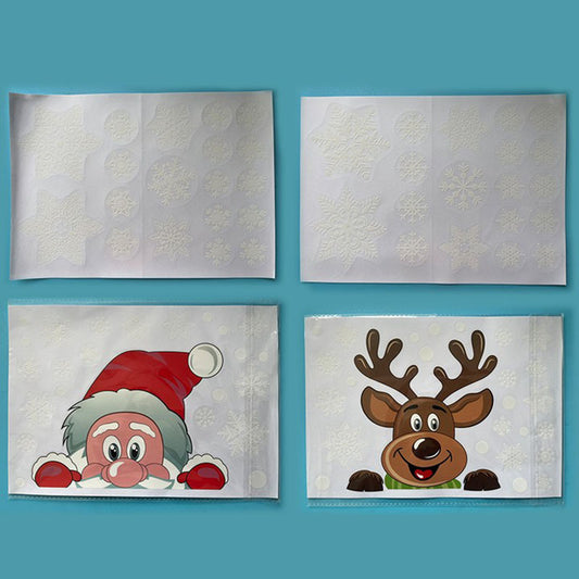4pcs Christmas Snowflake Window Cling Stickers Xmas Decals