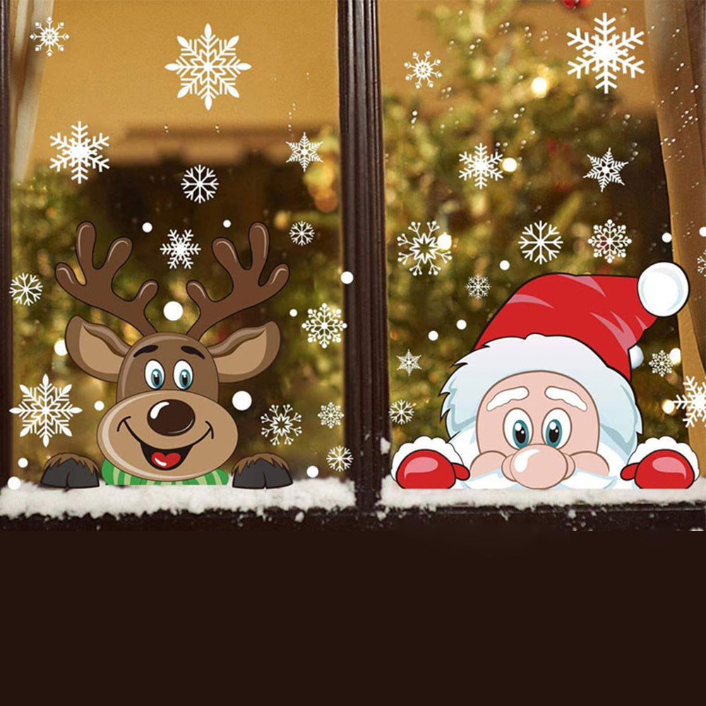4pcs Christmas Snowflake Window Cling Stickers Xmas Decals