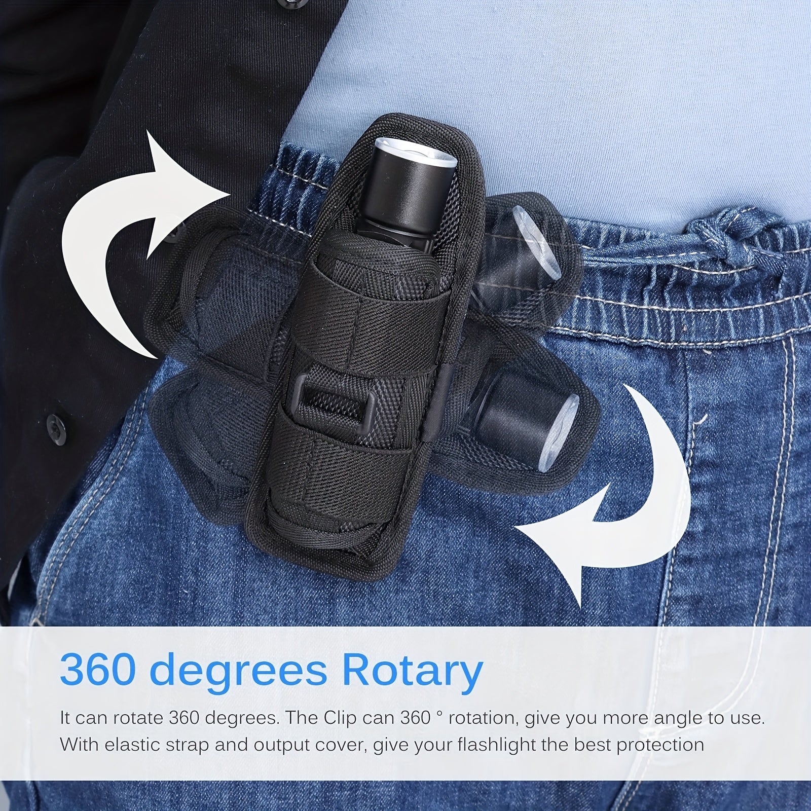 Outdoor Tactical Nylon Flashlight Bag 360 Degree Swivel Wear Resistant