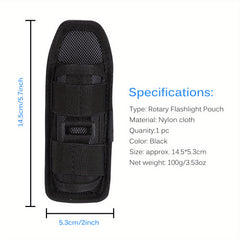 Outdoor Tactical Nylon Flashlight Bag 360 Degree Swivel Wear Resistant