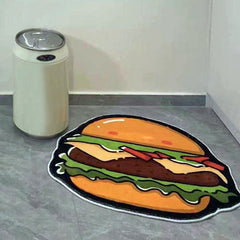 Cartoon Hamberger Fluffy Carpet Irregular Kitchen Rug
