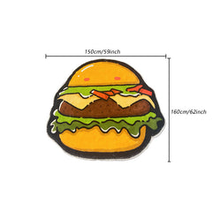 Cartoon Hamberger Fluffy Carpet Irregular Kitchen Rug