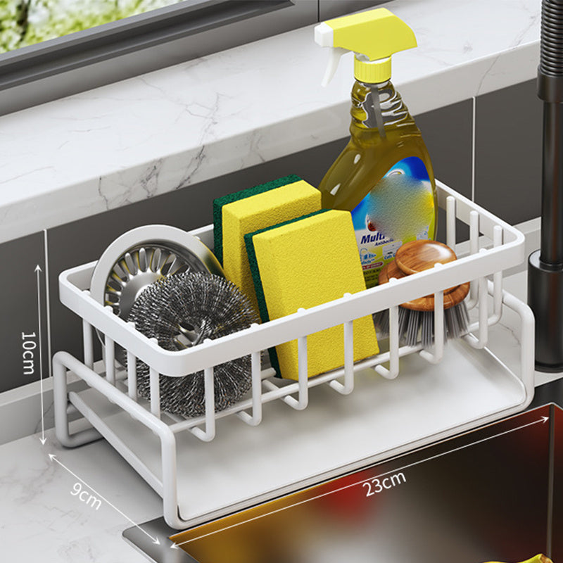 Kitchen Dishcloth Rack Sink Drain Basket Soap Holder Brush Rack