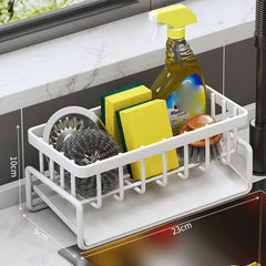 Kitchen Dishcloth Rack Sink Drain Basket Soap Holder Brush Rack