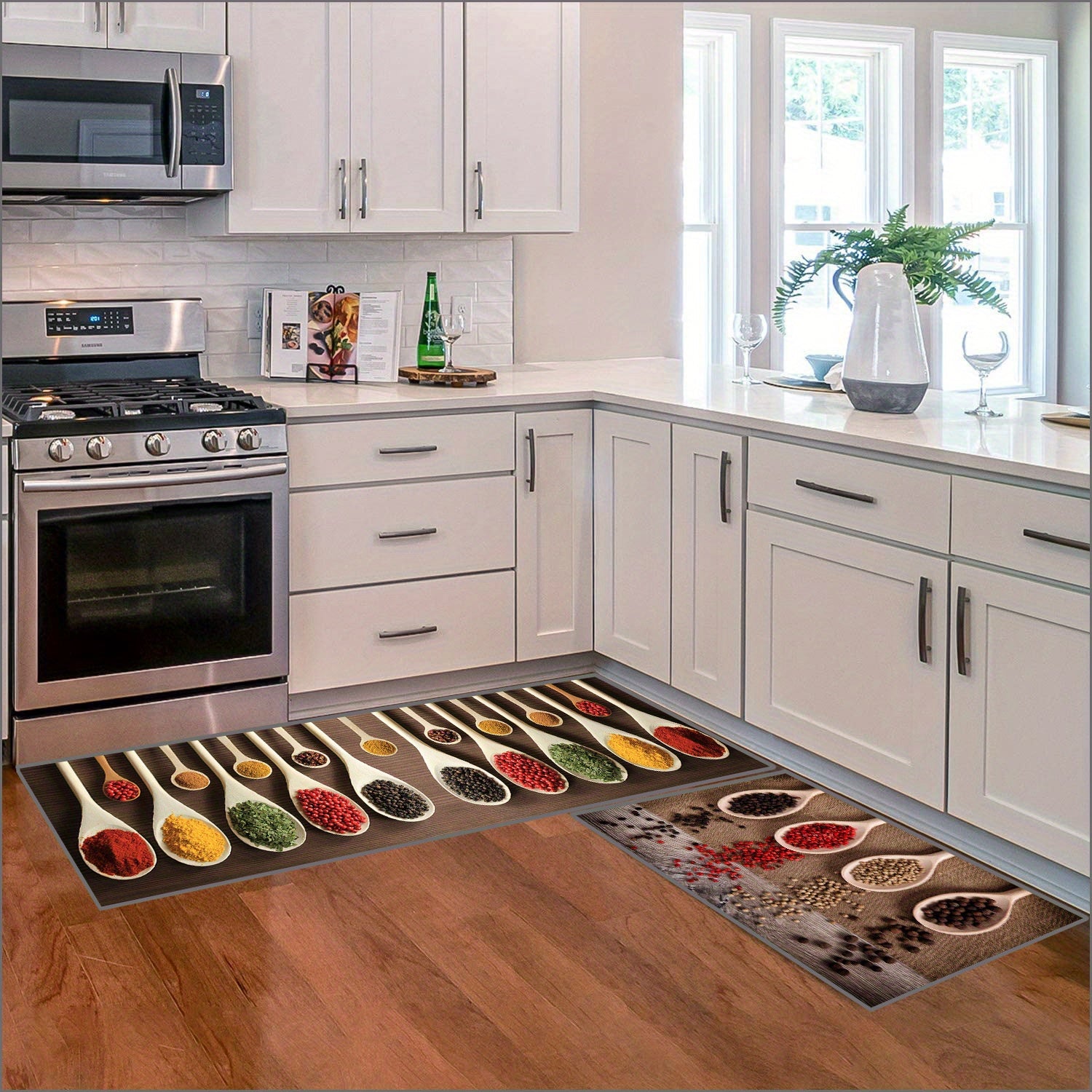 Stylish & Comfortable Anti Fatigue Kitchen Rugs Stain Resistant Non Slip