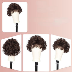 Short Curly Wave Wig With Bangs Synthetic Fiber Fashionable Women's Wig