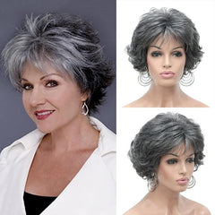 Short Curly Wave Wig With Bangs Synthetic Fiber Fashionable Women's Wig