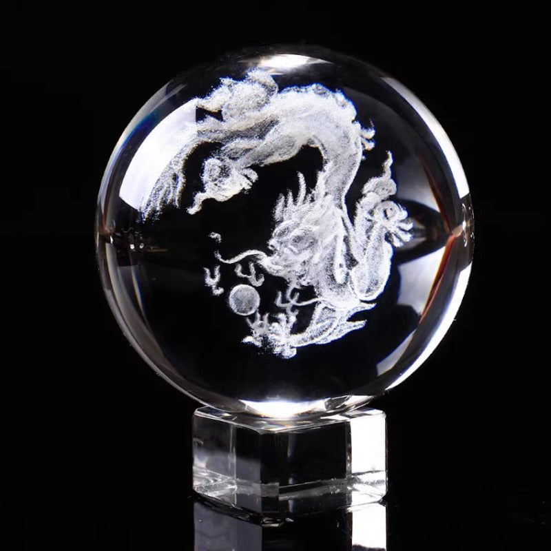 Crystal Chinese Dragon Zodiac Living Room Office Display