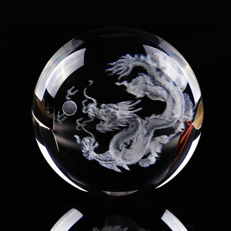Crystal Chinese Dragon Zodiac Living Room Office Display