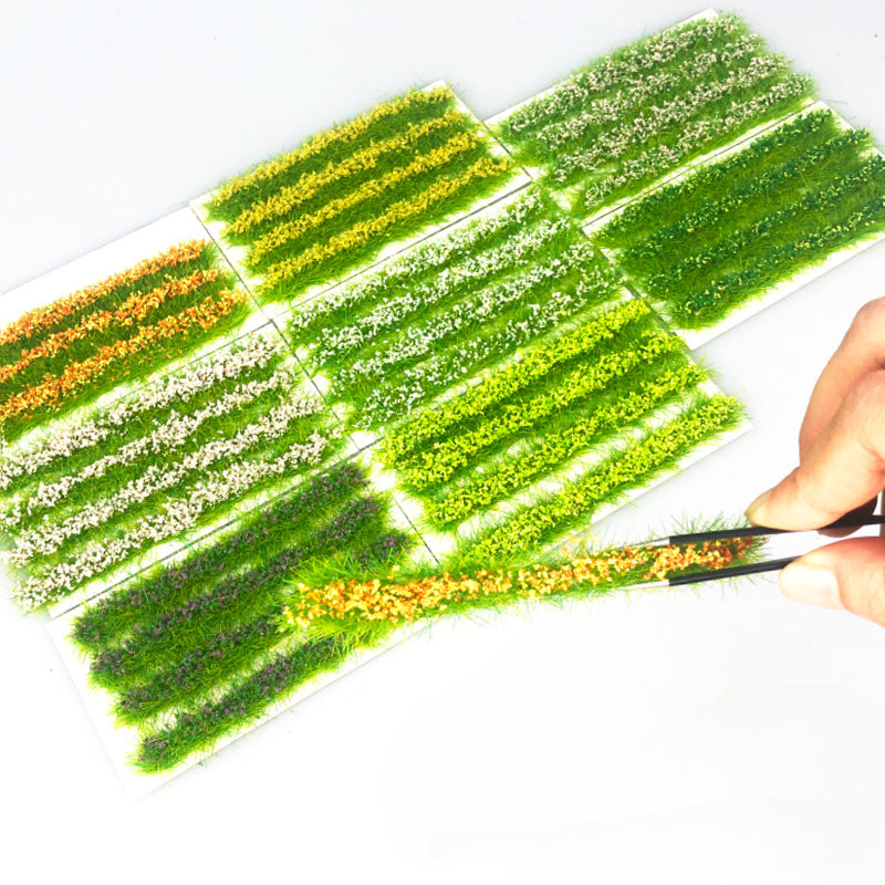 Striped Flowers & Grass Micro Train Scene Model DIY Material