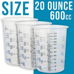 Disposable 600ml Plastic Clear Graduated Cups for Paint Mixing