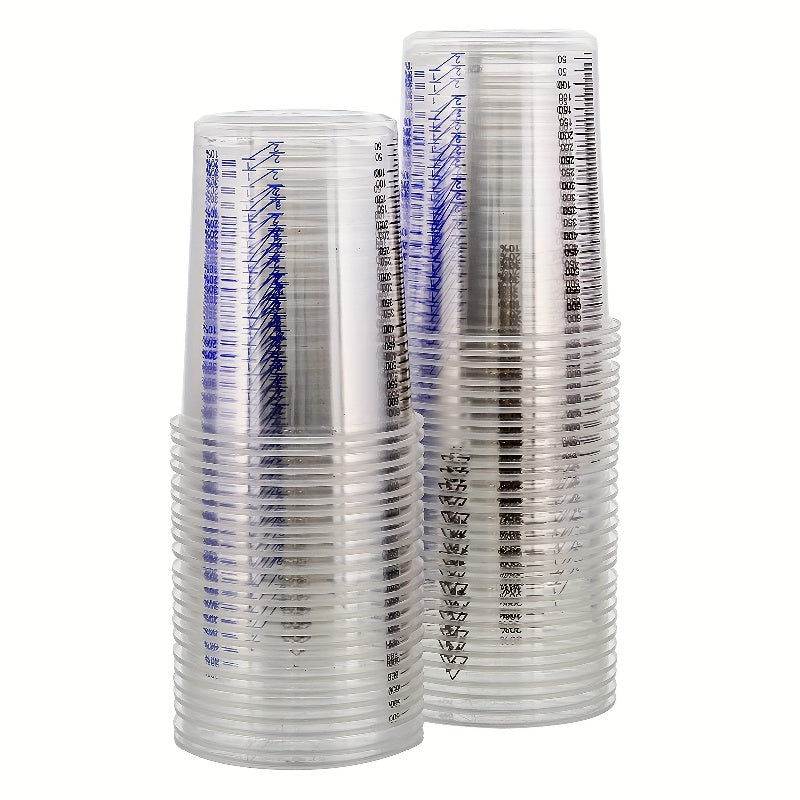 Disposable 600ml Plastic Clear Graduated Cups for Paint Mixing