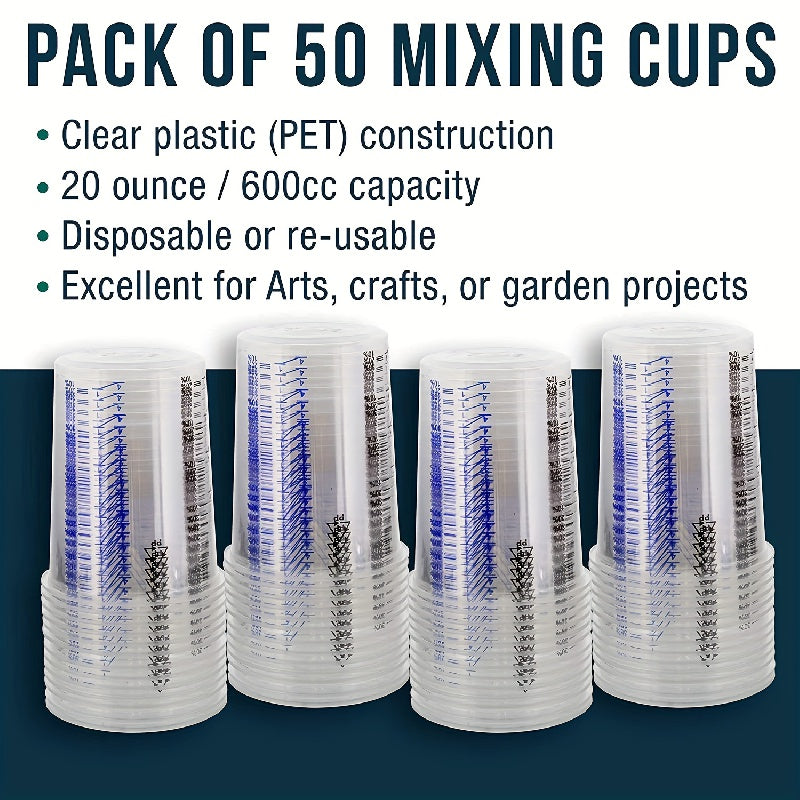 Disposable 600ml Plastic Clear Graduated Cups for Paint Mixing