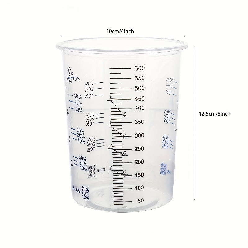Disposable 600ml Plastic Clear Graduated Cups for Paint Mixing
