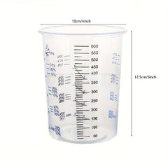 Disposable 600ml Plastic Clear Graduated Cups for Paint Mixing