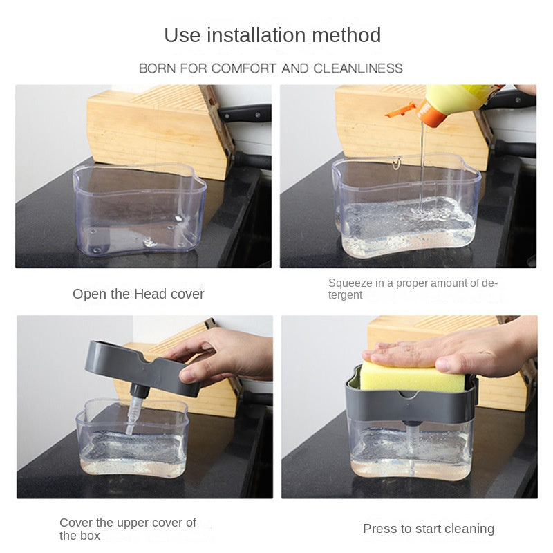 Plastic Soap Liquid Press Box Sponge Holder Organizer