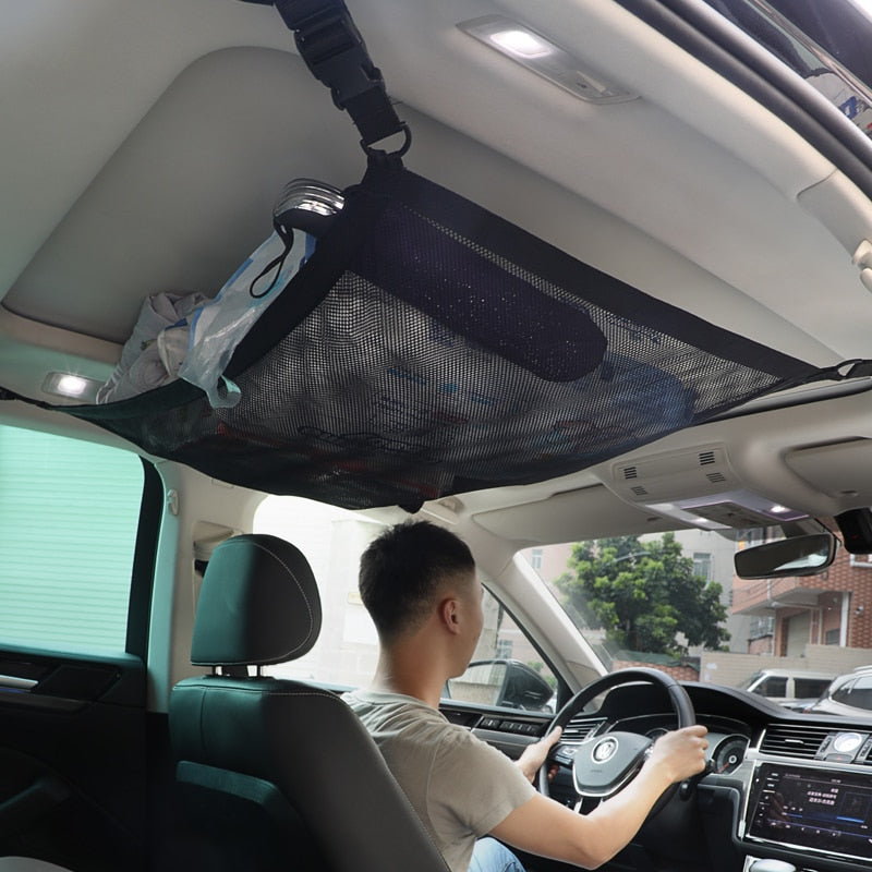 Car Ceiling Storage Bag Roof Cargo Net Organizer
