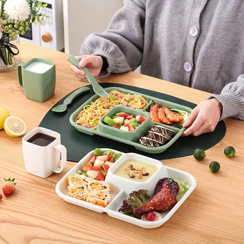 Creative Grid Plastic Dinner Plate Food Container for School and Work