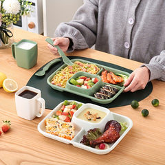 Creative Grid Plastic Dinner Plate Food Container for School and Work