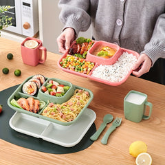 Creative Grid Plastic Dinner Plate Food Container for School and Work