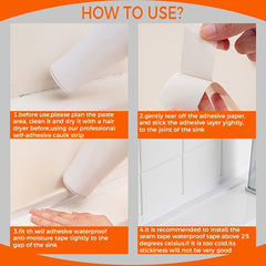 PVC Waterproof Sealing Strip Self Adhesive Kitchen Bathroom Bathtub Corner Tape