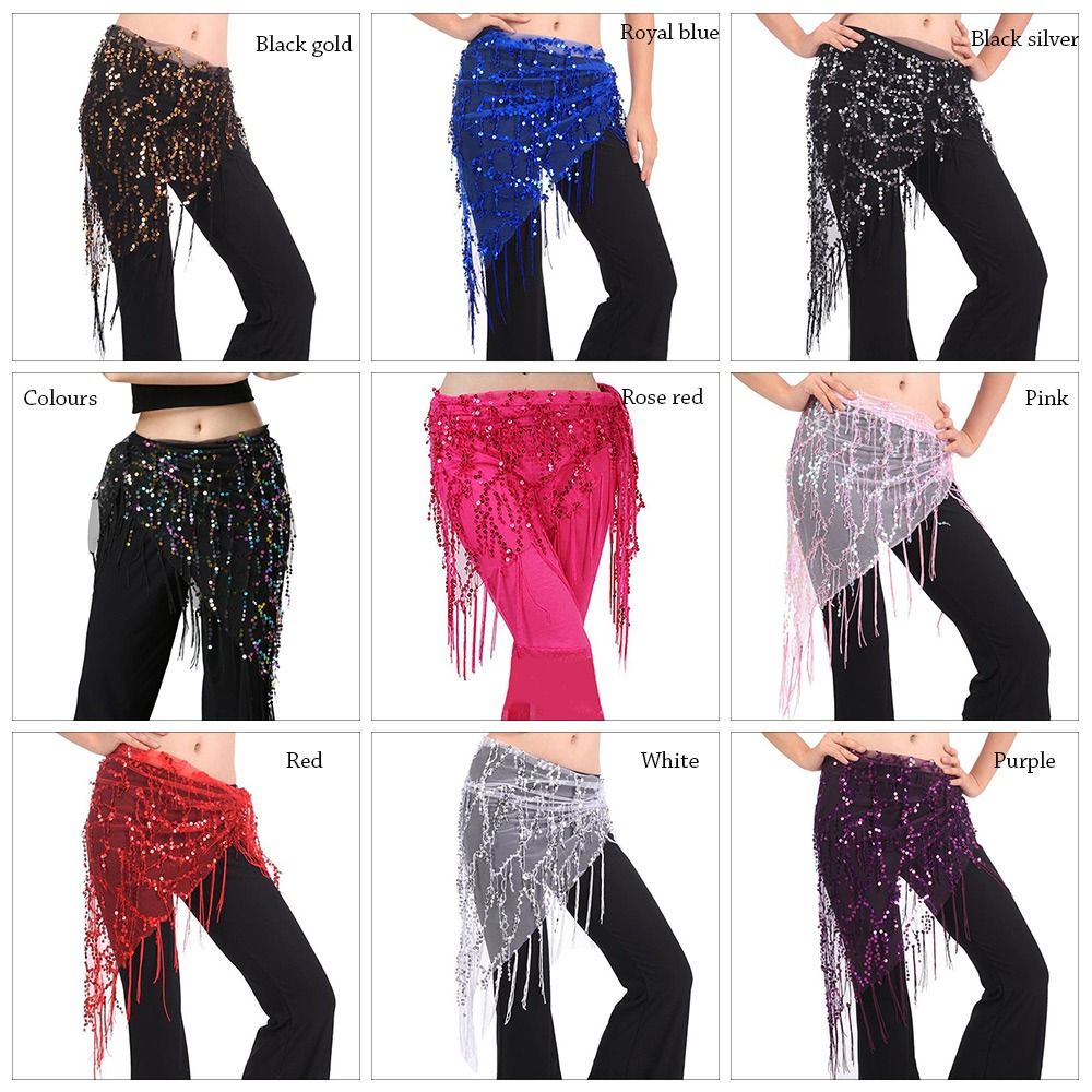 Sequins Tassel Belly Dance Hip Scarf Triangle Wrap Skirts Belly Belt