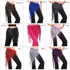 Sequins Tassel Belly Dance Hip Scarf Triangle Wrap Skirts Belly Belt