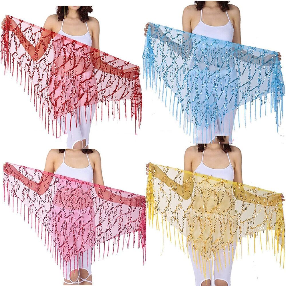 Sequins Tassel Belly Dance Hip Scarf Triangle Wrap Skirts Belly Belt