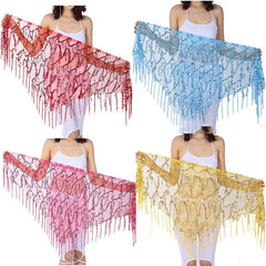 Sequins Tassel Belly Dance Hip Scarf Triangle Wrap Skirts Belly Belt