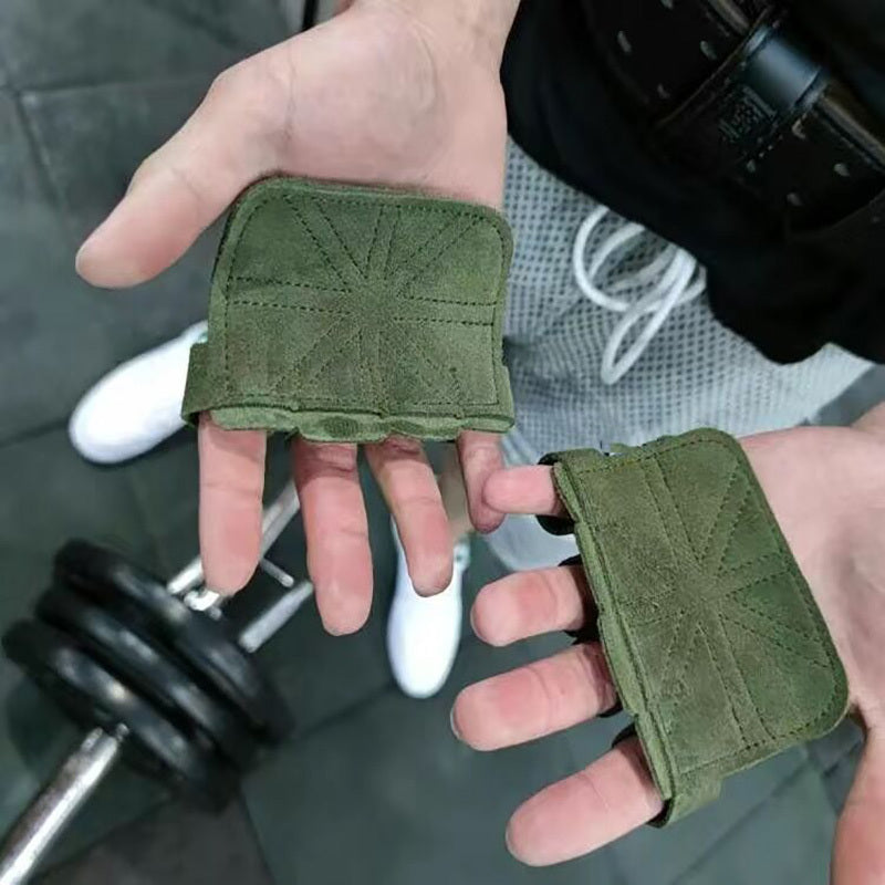 Leather Weight Lifting Gloves Grip Pads Pull Ups Weightlifting G