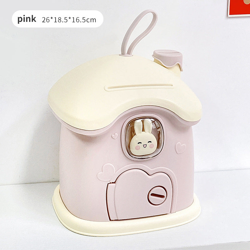 Creative Bunny Mushroom House Deposit Can for Kids Storage