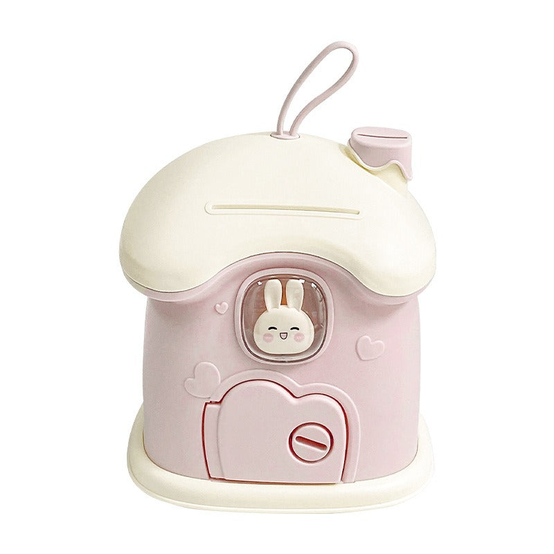 Creative Bunny Mushroom House Deposit Can for Kids Storage