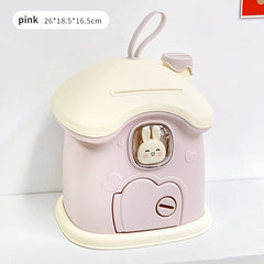Creative Bunny Mushroom House Deposit Can for Kids Storage