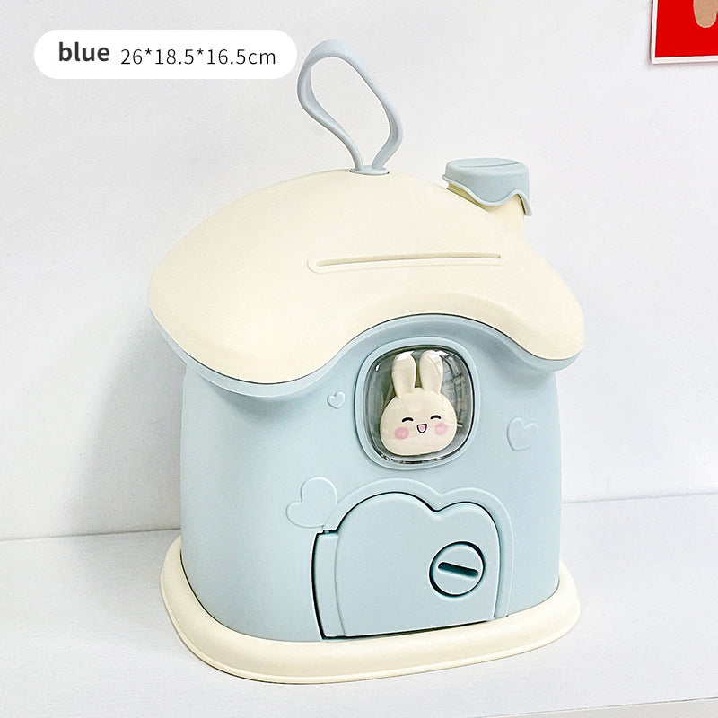 Creative Bunny Mushroom House Deposit Can for Kids Storage