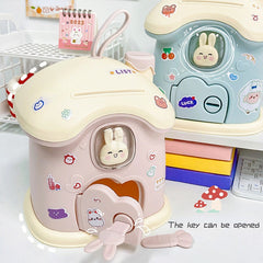Creative Bunny Mushroom House Deposit Can for Kids Storage