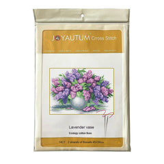 Lavender Vase Flowers Cross Stitch Kit DIY Needlework Home Decor