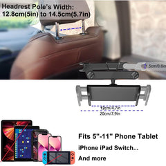 Universal Car Headrest Tablet Mount Holder 360 Swivel Angle Adjustable