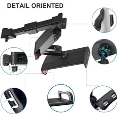 Universal Car Headrest Tablet Mount Holder 360 Swivel Angle Adjustable