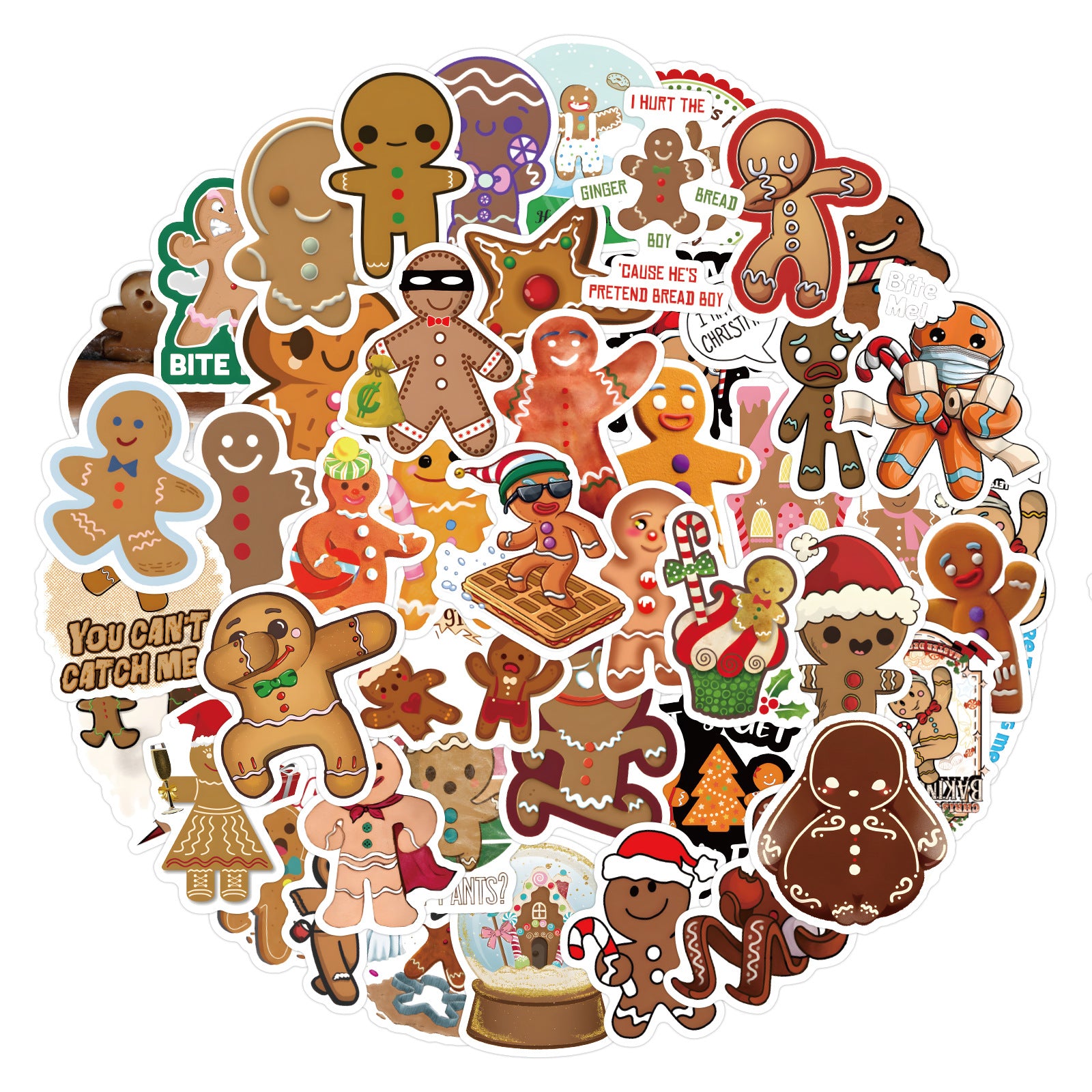 60pcs Gingerbread Man Christmas Series Waterproof Stickers