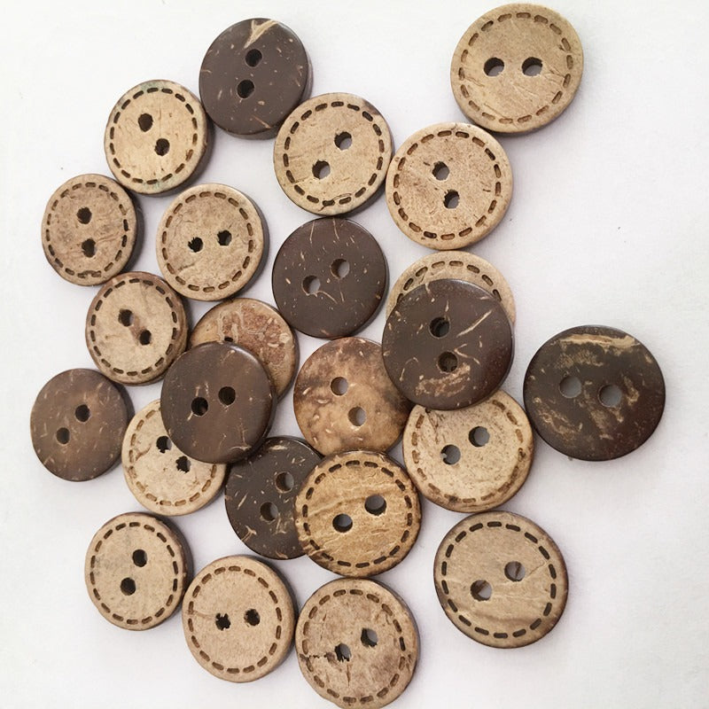 20pcs Wooden Button Coconut Buttons Clothing Accessories