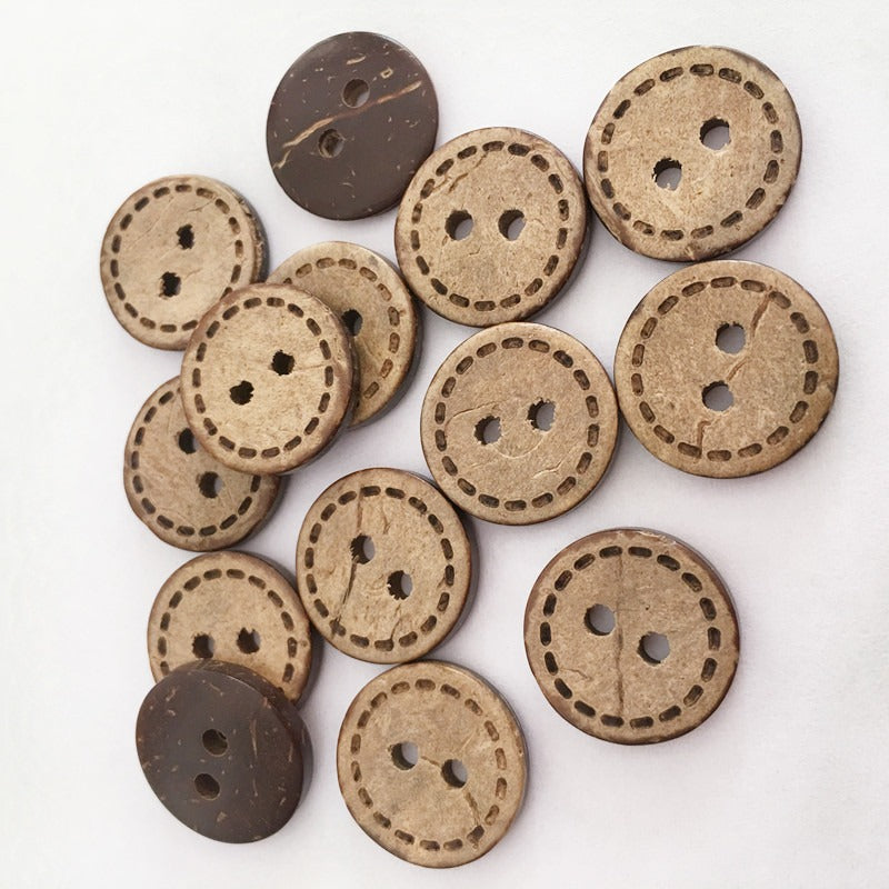 20pcs Wooden Button Coconut Buttons Clothing Accessories