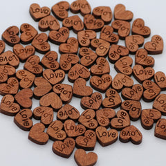 20pcs Retro Sticker Jigsaw Buttons Perforated Heart shaped Wood Chip Decoration