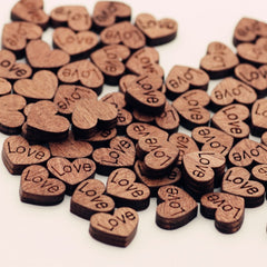 20pcs Retro Sticker Jigsaw Buttons Perforated Heart shaped Wood Chip Decoration