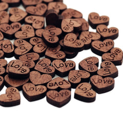 20pcs Retro Sticker Jigsaw Buttons Perforated Heart shaped Wood Chip Decoration
